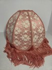 Antique Victorian Lamp Shade Art Nouveau Fringe Lace Vintage 17  Deco Pink