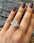5 40ct Oval Cut Lab Grown Diamond cvd Valentine Gift Ring Sets 14k White Gold