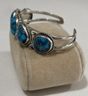 Vintage Native American Navajo Sterling Silver 925 Turquoise Cuff Bracelet