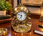 Vintage Brass Divers Diving Helmet Desk Clock Nautical  Decor Rustic