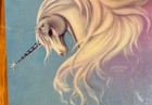 Sue Dawe Vintage 1984 Unicorn Wall Art Decor Lacquered Wood Plaque Signed