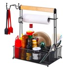 Grill Caddy  Picnic Bbq Organizer For Camping Outdoor Mesh Basket With 3 