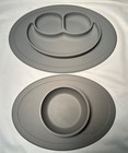 Ezpz Mini Mat Plate   Tiny Bowl Silicone Suction Placemats Pewter Gray Free Ship