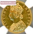 British Indian 5 Rupee Gold Coin  Queen Victoria  1879 B  Pf58  Proof  Excellent