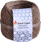 Ericx Light Organic Hemp Wick 200 Ft Spool well Coated With Beeswax standard Siz