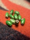 Antique 1800s Venetian Watermelon Green Glass Chevron Trade Bead Lot Of 10 Beads