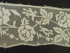 Vintage 4  Wide White 72   2 Yard Total  Roses Leaf 3 Pc Filet  Lace Trimming