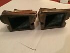 2 Vtg Bookends Books Design Usa Brass Colored Metal - Heavy 88 Oz  Made In Usa