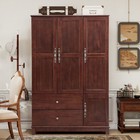 100  Solid Wood Armoire Wardrobe  Large Capacity Clothes Cabinet With Drawers