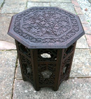 Antique  Octagonal Carved Folding   Anglo  Indian   Side Table