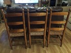 Vintage Lot Of 3 Ladder Back Chairs  Wood  Woven Rush Seats  Unbranded 