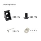 10 Sets 2020 Aluminum Extrusion T Slot Corner Bracket 90 Degree Connector M5