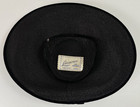 1940s Black Wide Brim Fascinator Straw Hat Velvet Trim Beaded Lazarus Paris Rare