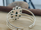 925 Sterling Silver Turquoise Flower Cuff Bracelet  Southwestern Boho Jewelry