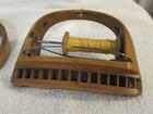 Antique Treen Ware Wooden Sewing Clamp   Weaving Tool Shuttle Notions