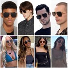 Retro Oversized Aviator Trendy Sunglasses Mens Womens Square Metal Gold Sun G   
