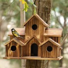 Wood Bird Houses Outdoor 6 Hole Bird House Room Cardinals Hanging Birdhouse Us