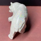 Vintage 1970s White Iridescent Lusterware Ceramic 5  Polar Bear Figurine Read