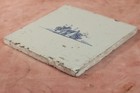 Antique Delft Pottery Tile C1800 Little Cottage House 5 Inch Sq 