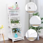 Foldable 4-tier Ladder Bookcase Storage Rack Plant Stand Shelf Display White Usa