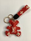 Bag Charm Leather Key Ring   Chain  red Bear  brand New   