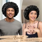 Yanibest Silk Bonnet For Men Women Hair Sleeping One Size  Black