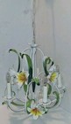 Vintage Chandelier Painted Italian Flower Lily 5 Arm Lamp