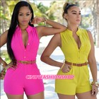 Sexy Womens Sleeveless V Neck Bandage Bodycon Short Jumpsuit Romper Trousers 