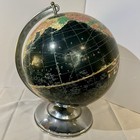 Vintage World Globe Earth On Chrome Stand Replogle Starlight - Black Water Globe