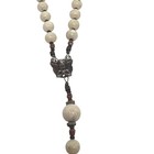 Jo Van Denheuvel Stone Bead Rosary Necklace Angel Centerpiece Sterling Crucifix