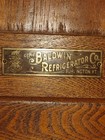 Antique Baldwin Refrigerator 44  Wood Ice Box 2 Door Vintage Oak Metal Insulated