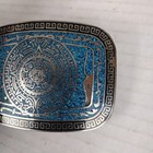 Vintage Taxco Aztec Mayan Sun Calendar Belt Buckle Inlaid Turquoise Mosiac