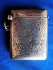 Antique Vintage Sterling Tooled Vesta Dbl Marked Match Safe Holder Silver Vesta