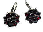 Antique Art Deco Czech 800 Silver Bohemian Garnet Earrings Hallmarked