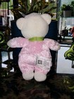 Carters White Bear Pink Furry Green Ribbon Bow Plush Baby Rattle Lovey Toy  g