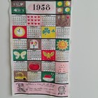 Vintage 1958 Calendar Linen Blend Startex Tea Towel Kitchen Towel 67 Years Old