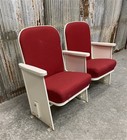 2 Theater Seats  Vintage Red Upholstered Tip-up Cinema Auditorium Seating  A38