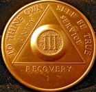 Alcoholics Anonymous 3 Year Aa Back Bronze Medallion Chip Coin Token Sobriety