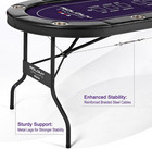 8 Player Poker Table Foldable  Texas Holdem Casino Table With Padded Rails   Cup