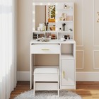 White Vanity Makeup Desk Set With Led Lighted Mirror Drawers Stool For Bedroom