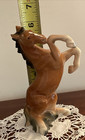 Vtg 1953 Halsey Import Porcelain Rearing Brown Horse Figurine Red Dun Stallion