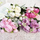 Artificial Silk Peony Rose Flower Fake Wedding Bouquet Diy Home Party Decor