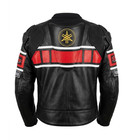 Yamaha Biker Leather Jacket   Black Red Cowhide Motorcycle Racing Jacket