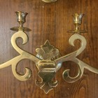 Pair Of Brass Wall Candelabra Fleur De Lis 4 Candle Vintage Mcm French Appx 17   