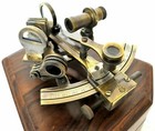 Nautical Antique Brass Marine Sextant With Collectible Maritime W wooden Box