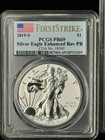 2019-s Enhanced Reverse Proof Silver Eagle Pcgs Pr69 First Strike W  Coa 18360