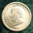 1953 El Salvador 25-centavos 90  Silver Coin  Jos   Mat  as Delgado  Km  137