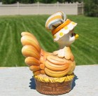 Vtg Mcm Hen On Nest Sewing Measure Tape  Ceramic Chicken Figural Pin Cushion Hat