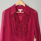 Vintage Victorian Silk Ruffled Collared Shirt Blouse Size Medium Pink Y2k New