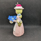 Vintage Sewing Pin Cushion Hat Blonde Girl Figurine Thread Scissor Holder